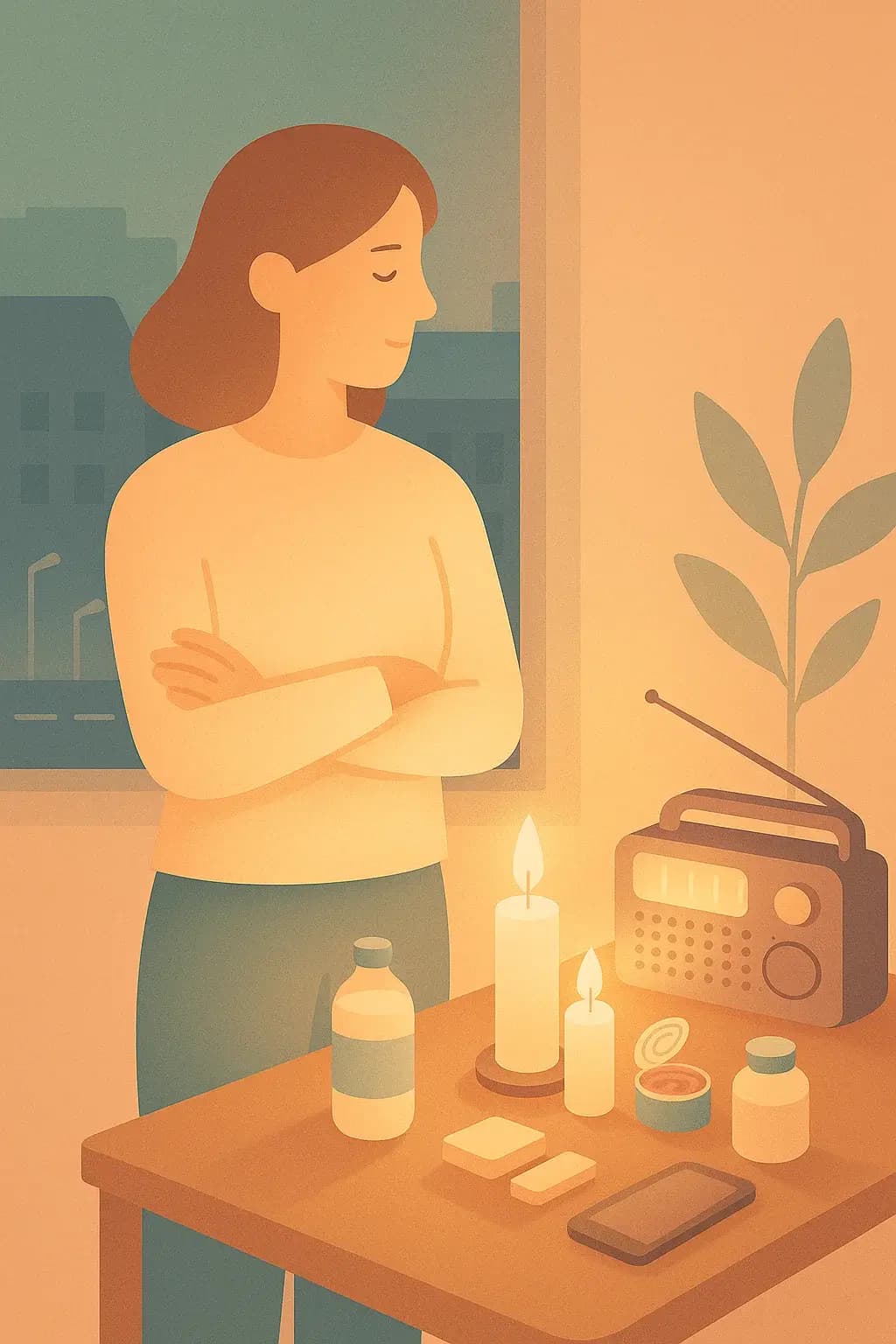 Concerned woman thinking about emergency preparedness